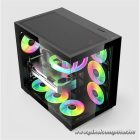 KEEP OUT Számítógépház - XC-800 PRO (fekete, ablakos, 4x12cm ARGB venti, microATX, 2xUSB2.0, 1xUSB3.0)