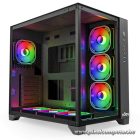 NJOY Számítógépház -  AURA (fekete, ablakos, ATX, 7x12cm, 2xUSB3.0, 1x USB-C)