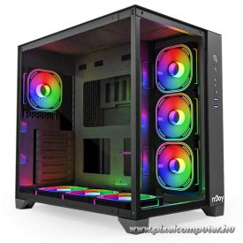   NJOY Számítógépház -  AURA (fekete, ablakos, ATX, 7x12cm, 2xUSB3.0, 1x USB-C)