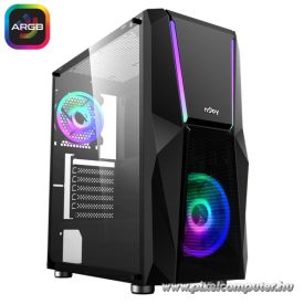   NJOY Számítógépház -  FORT (fekete, ablakos, ATX, 2x12cm, 1xUSB2.0, 2xUSB3.0)