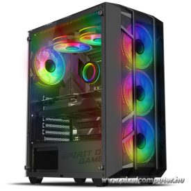   Spirit of Gamer Számítógépház - REBEL NX Black (fekete, ablakos, 4x12cm ventilátor, alsó táp,  ATX, 1xUSB3.0, 2xUSB2.0)