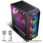 Spirit of Gamer Számítógépház - REBEL NX Black (fekete, ablakos, 4x12cm ventilátor, alsó táp,  ATX, 1xUSB3.0, 2xUSB2.0)