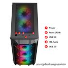 Spirit of Gamer Számítógépház - REBEL NX Black (fekete, ablakos, 4x12cm ventilátor, alsó táp,  ATX, 1xUSB3.0, 2xUSB2.0)