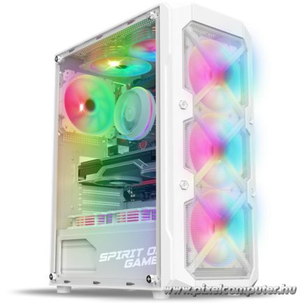 Spirit of Gamer Számítógépház - REBEL XT White (fekete, ablakos, 4x12cm ventilátor, alsó táp,  ATX, 1xUSB3.0, 2xUSB2.0)