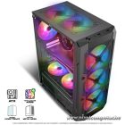 Spirit of Gamer Számítógépház - REBEL XT Black (fekete, ablakos, 4x12cm ventilátor, alsó táp,  ATX, 1xUSB3.0, 2xUSB2.0)