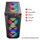 Spirit of Gamer Számítógépház - REBEL XT Black (fekete, ablakos, 4x12cm ventilátor, alsó táp,  ATX, 1xUSB3.0, 2xUSB2.0)