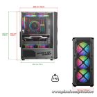 Spirit of Gamer Számítógépház - REBEL XT Black (fekete, ablakos, 4x12cm ventilátor, alsó táp,  ATX, 1xUSB3.0, 2xUSB2.0)