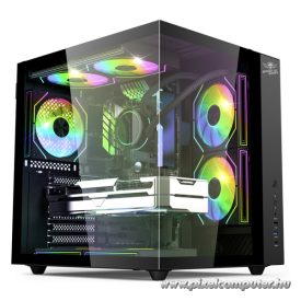   Spirit of Gamer Számítógépház - BANDIT GT (fekete, ablakos, 3x12cm ventilátor, alsó táp,  ATX, 1x USB-C, 3x USB-A)