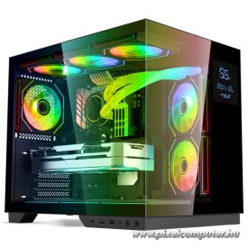   Spirit of Gamer Számítógépház - VIPER CRX Black (fekete, ablakos, 6x12cm ventilátor, alsó táp,  ATX, 1x USB-C, 2x USB-A)