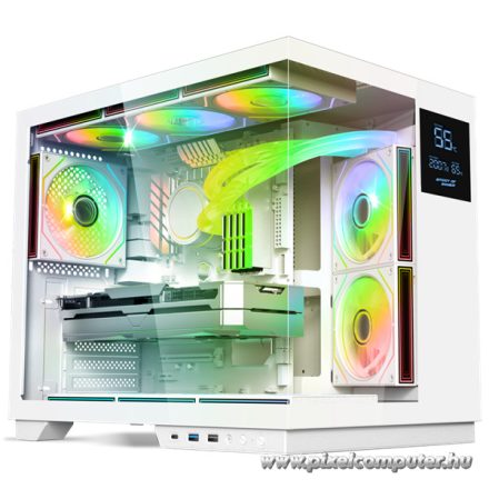 Spirit of Gamer Számítógépház - VIPER CRX White (fekete, ablakos, 6x12cm ventilátor, alsó táp,  ATX, 1x USB-C, 2x USB-A)