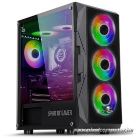   Spirit of Gamer Számítógépház - Rogue VII RGB (fekete, ablakos, 6x12cm ventilátor, alsó táp,  ATX, 1xUSB3.0, 2xUSB2.0)
