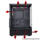 Spirit of Gamer Számítógépház - SPECTRA Black (fekete, ablakos, 3x12cm ventilátor, alsó táp,  ATX, 1xUSB3.0, 2xUSB2.0)