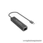 Conceptronic Kábel - ABBY14B (USB-C to RJ-45, 2xUSB-A+2xUSB-C, 2,5 Gbit, szürke)