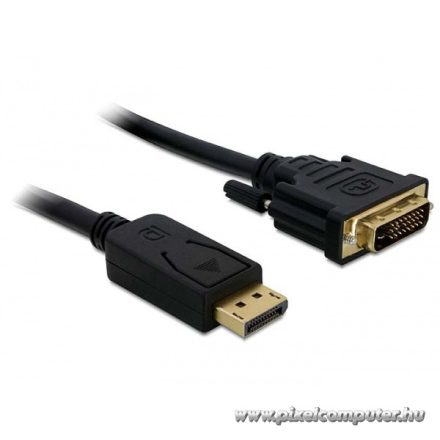 Delock Átalakító Kábel - 82590 (Displayport - DVI (24+1), apa-apa, FullHD, 1m)