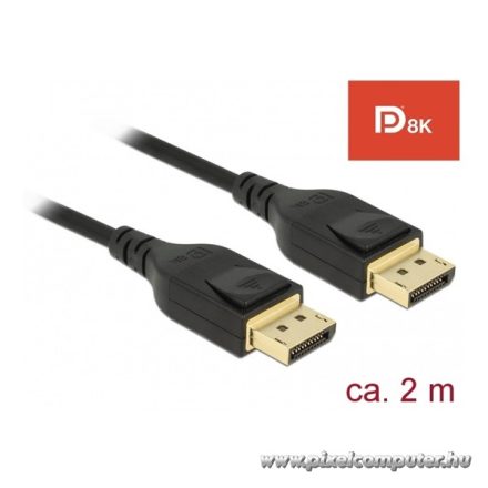 Delock Kábel - 85660 (Displayport > Displayport, apa/apa, 8K@60Hz, 8K tanúsítvánnyal, 2m)