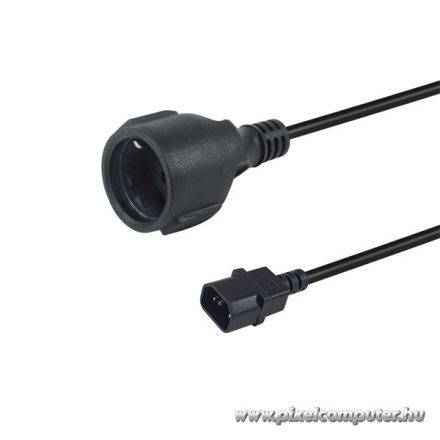 Equip Tápkábel - 112106 (PC tápkábel hosszabbító, C14 to CEE 7/3, fekete, 25cm)