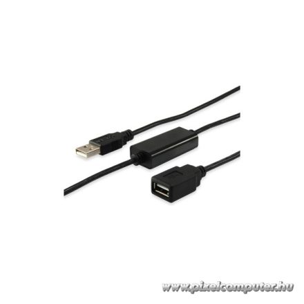 Equip Kábel - 133311 (Aktív, USB2.0, A-A hosszabbítókábel, apa/anya, duplán árnyékolt, 15m)