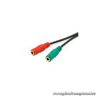 Equip kábel - 147943 (Audio elosztó, 3,5mm Jack, 2x anya/1x apa, fekete, 13cm)