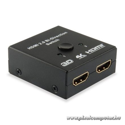 Equip HDMI Switch - 332723 (1x Bemenet, 2x Kimenet, két irányú jelátvitel, fekete)