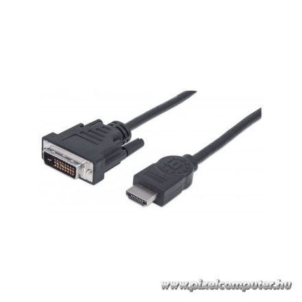 Manhattan Kábel - HDMI to DVI ( 1,8m; HDMI 19 pin - DVI-D Dual Link, Fekete)