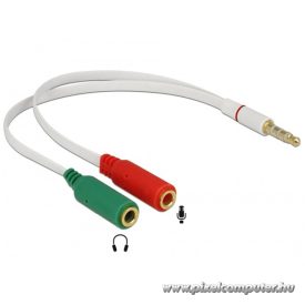   Delock Átalakító - 65447 (sztereó jack apa 3.5 mm > 2 x sztereó jack anya 3.5 mm 4 pines adapter (iPhone))