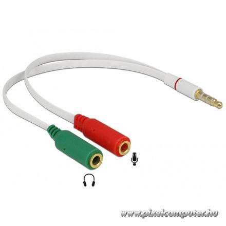 Delock Átalakító - 65447 (sztereó jack apa 3.5 mm > 2 x sztereó jack anya 3.5 mm 4 pines adapter (iPhone))