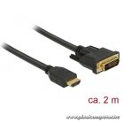 Delock Átalakító Kábel - 85654 (HDMI - DVI (24+1), apa/apa, kétírányú, 2m)