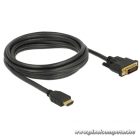 Delock Átalakító Kábel - 85655 (HDMI - DVI (24+1), apa/apa, kétírányú, 3m)
