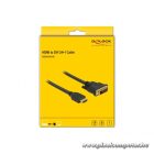 Delock Átalakító Kábel - 85655 (HDMI - DVI (24+1), apa/apa, kétírányú, 3m)