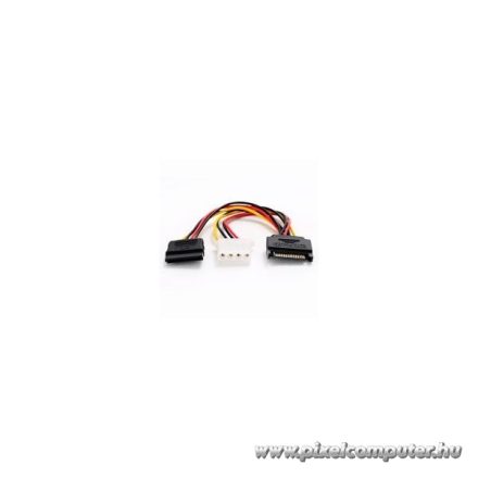 Delock Átalakító Kábel - 65235 (15 tűs SATA (apa) - 4 tűs Molex (anya) + 15 tűs SATA (anya), 0,2m)