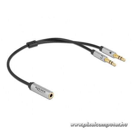 Delock Átalakító - 66740 (1 x 3,5 mm-es 4-tűs anya sztereo jack - 2 x 3,5 mm-es, 3-tűs apa sztereo jack)