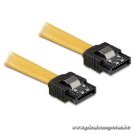   Delock Kábel - 82477 (SATA II, egyenes/egyenes csatl.(fémlappal), Max.: 3Gb/s, sárga, 0,5m)