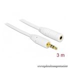 Delock Kábel - 83769 (3,5 mm Jack Hosszabbító kábel, apa/anya, 3 pin, fehér, 3m)