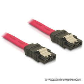   Delock Kábel - 84302 (SATA II, egyenes/egyenes csatlakozó (fémlappal), Max.: 3Gbps, piros, 50cm)