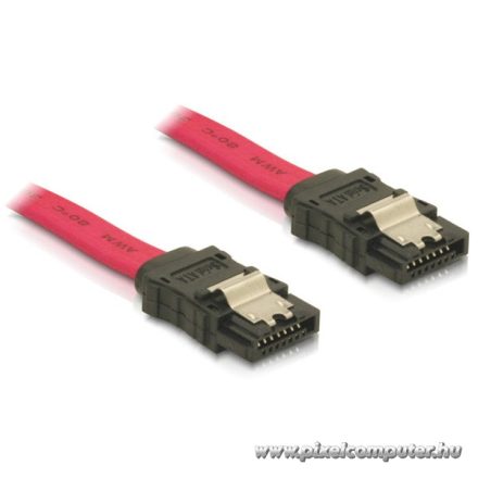 Delock Kábel - 84302 (SATA II, egyenes/egyenes csatlakozó (fémlappal), Max.: 3Gbps, piros, 50cm)