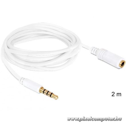 Delock Kábel - 84482 (3,5 mm Jack Hosszabbító kábel, apa/anya, iPhone 4 pin, fehér, 2m)