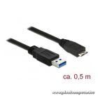 Delock Kábel - 85071 (USB3.0 A – USB3.0 Micro-B kábel, apa/apa, fekete, 0,5m)