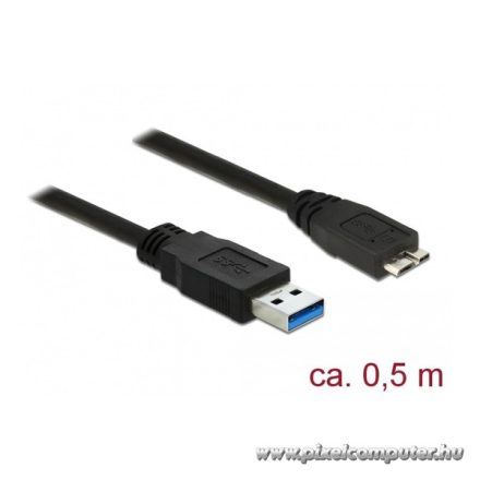 Delock Kábel - 85071 (USB3.0 A – USB3.0 Micro-B kábel, apa/apa, fekete, 0,5m)