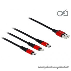   Delock Kábel - 85891 (USB2.0 - microUSB, Lightning, USB Type-C töltő kábel készlet, fekete, 30cm)