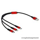 Delock Kábel - 85891 (USB2.0 - microUSB, Lightning, USB Type-C töltő kábel készlet, fekete, 30cm)
