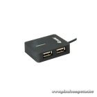 Equip-Life USB Hub - 128952 (4 Port, USB2.0, USB tápellátás, kompakt dizájn, fekete)
