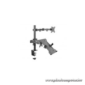   Equip Monitor/Laptop konzol - 650119 (13"-32", 2 monitor, dönthető, forgatható, állítható magasság, Max.: 2x8kg, fekete)