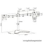Equip Monitor Asztali konzol - 650123 (17"-32",2 monitor,dönthető, forgatható, Max.: 2x 8kg, fekete)