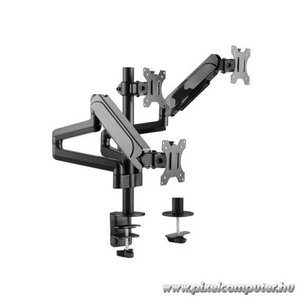 Equip Monitor Asztali konzol - 650134 (17"-27", 3 monitor, dönthető, forgatható, állítható magasság, Max.:3x7kg, fekete)