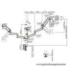 Equip Monitor Asztali konzol - 650134 (17"-27", 3 monitor, dönthető, forgatható, állítható magasság, Max.:3x7kg, fekete)