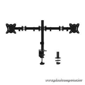   Equip Monitor Asztali konzol - 650152 (13"-27", 2 monitor, dönthető, forgatható, állítható magasság, Max.:2x9kg, fekete)