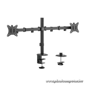   Equip Monitor Asztali konzol - 650157 (13"-27", 2 monitor, dönthető, forgatható, állítható magasság, Max.:2x9kg, fekete)