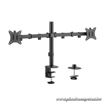 Equip Monitor Asztali konzol - 650157 (13"-27", 2 monitor, dönthető, forgatható, állítható magasság, Max.:2x9kg, fekete)