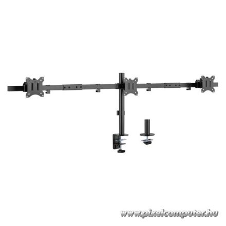 Equip Monitor Asztali konzol - 650158 (13"-27", 3 monitor, dönthető, forgatható, állítható magasság Max.: 3x7kg, fekete)
