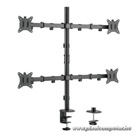 Equip Monitor Asztali konzol - 650159 (13"-27", 4 monitor, dönthető, forgatható, állítható magasság, Max.:4x9kg, fekete)